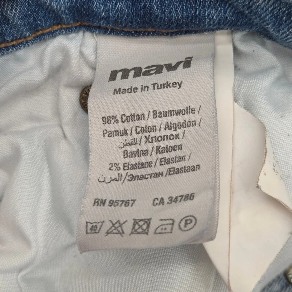 Mavi Men 32 x 31 Slim Fit Straight Jeans Light Wash Distressed‎ Blue Denim